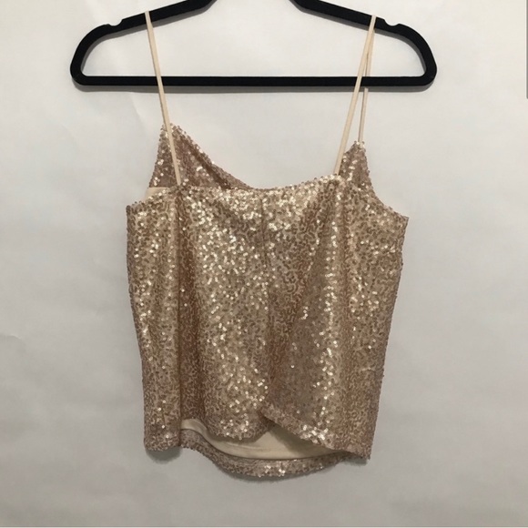 AMERICAN EAGLE ROSE GOLD SEQUIN TANK SMALL COWL HOLIDAY PARTY PINK GOLDEN S - Picture 2 of 4